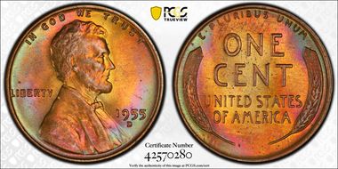 1955-D 1C MS65RB