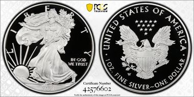 2021-W  $1 Silver Eagle - Type 1 First Strike PR70DCAM