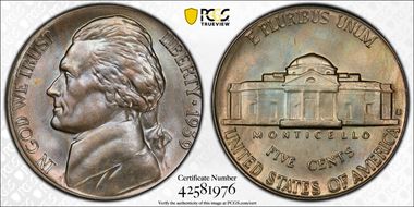 1939-S 5C Reverse of 1938 MS67FS