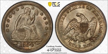1854 25C MS64+
