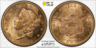 1863 $20 MS61