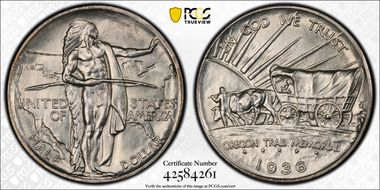 1936 50C Oregon MS64