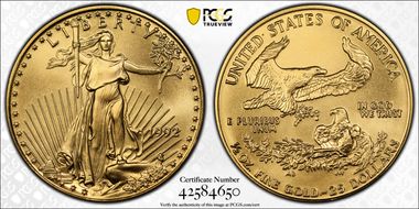 1992 $25 Gold Eagle MS70