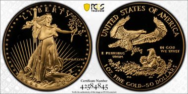 1986-W $50 Gold Eagle PR69DCAM