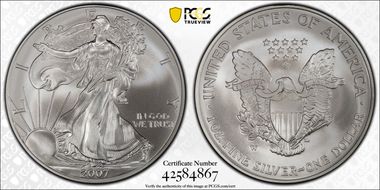 2007-W $1 Burnished Silver Eagle SP70