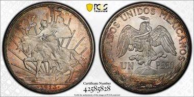 1913 Peso Caballito KM-453  Ag MS66+