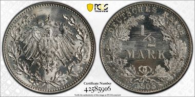 1908-E 1/2 Mk J-16 MS65