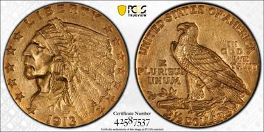 1913 $2.50 AU58