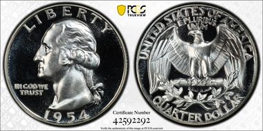 1954 25C PR67+ DCAM