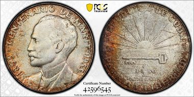 1953 Peso Jose Marti KM-29  Ag MS66