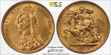 1888-S Sov S-3868B DISH S10 2nd Obv Angled J AU58