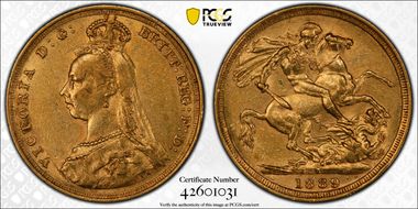 1889-S Sov S-3868 DISH S11 1st Obverse AU53