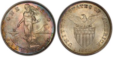 1908-S Peso KM-172  Ag MS63