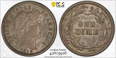 1914-D 10C AU58