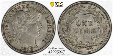 1916 10C Barber MS62