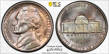 1939-D 5C Reverse of 1938 MS67