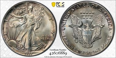 1987 $1 Silver Eagle MS67