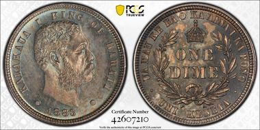 1883 10C Hawaii MS65
