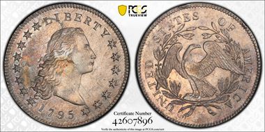 1795 $1 Silver Plug, BB-18 AU55