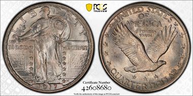 1917-D 25C Type 2 MS67+