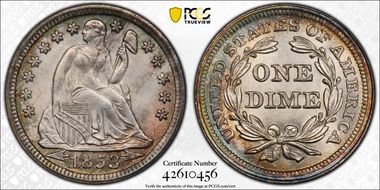 1853 10C Arrows MS65