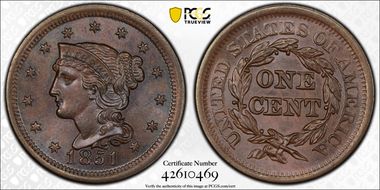 1851 1C Newcomb 14 MS65BN