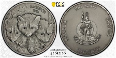 2013 100 Vatu Raccoon - Antique Finish MS70