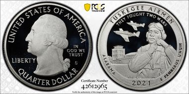 2021-S 25C Tuskegee Airmen NP- Silver PR70DCAM