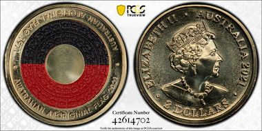 2021 $2 50th Ann Aboriginal Flag Colorized MS68