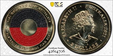 2021 $2 50th Ann Aboriginal Flag Colorized MS68