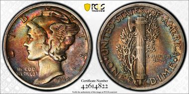 1942-S 10C Inverted Mintmark, FS-501 VF35