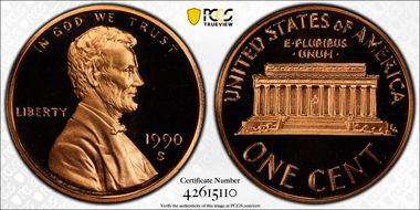 1990-S 1C PR70DCAM