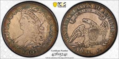 1807 50C O-114, Large Stars VF35