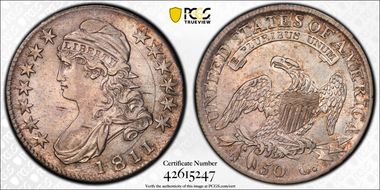 1811 50C Large 8 AU53