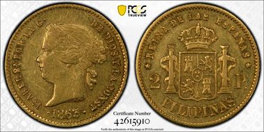 1863 2 Peso AU55