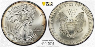 1996 $1 Silver Eagle MS68