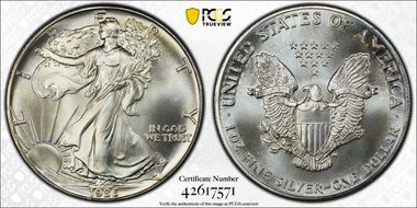 1986 $1 Silver Eagle MS68