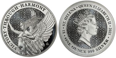 2021 £1 The Queen's Virtues Victory 1oz Ag MS68