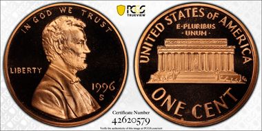 1996-S 1C PR70DCAM