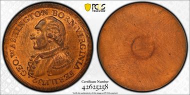 (1959) Medal Baker-22B Washington VA Collis Restrike - Copper MS63RD