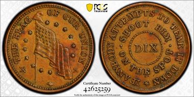 (1861-65) CWT F-214/416a, Flag of Our Union AU55BN
