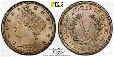 1883 5C No CENTS MS66+