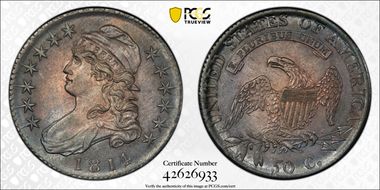 1814 50C O-105a Single Leaf MS62+