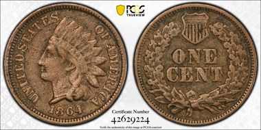 1864 1C Copper-Nickel N1