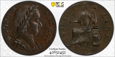 1787 1/2P Nova Eborac, Seated Left MS66BN
