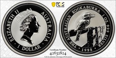 1998 $1 Kookaburra Ag MS69