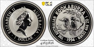 1994 $1 Kookaburra Ag MS70