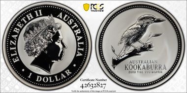 2003 $1 Kookaburra Ag MS70