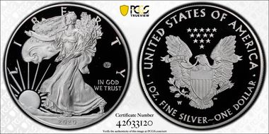 2020-W  $1 Silver Eagle - v75 Privy PR70DCAM