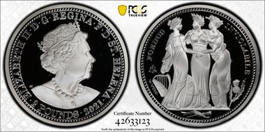 2021 £2 Three Graces 2oz Silver PR69DCAM